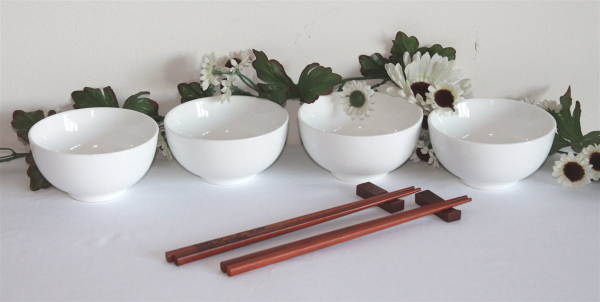 06-07 Reisschalen 4 er Set Müslischale Suppenschale Keramik weiss Schale