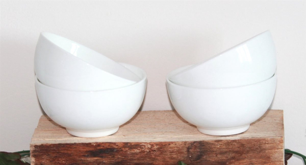 06-07 Reisschalen 4 er Set Müslischale Suppenschale Keramik weiss Schale