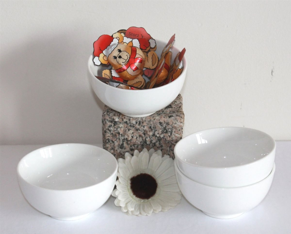 06-07 Reisschalen 4 er Set Müslischale Suppenschale Keramik weiss Schale