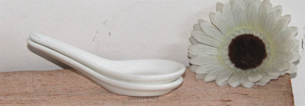 06-24, 4Stk Löffel Reislöffel Dessert Suppenlöffel Keramik weiss China Gastronomie