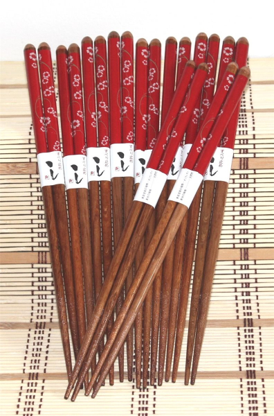024 Chopsticks 10 Paar Stäbchen Eßstäbchen Bambus Holz Essstäbchen rot braun