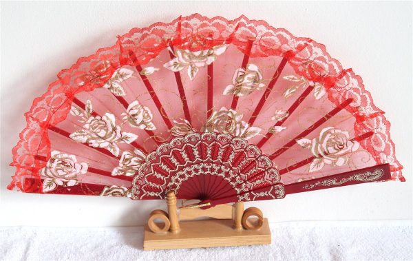 Rosen Fächer spanisch Sommer Tanz Hand Hochzeit Deko Gold Flamenko