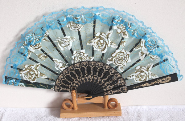 Rosen Fächer spanisch Sommer Tanz Hand Hochzeit Deko Gold Flamenko