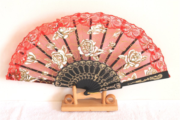 Rosen Fächer spanisch Sommer Tanz Hand Hochzeit Deko Gold Flamenko