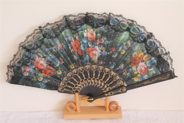020 Fächer Tanz Deko spanisch Flamenco Hand Wind Blumen