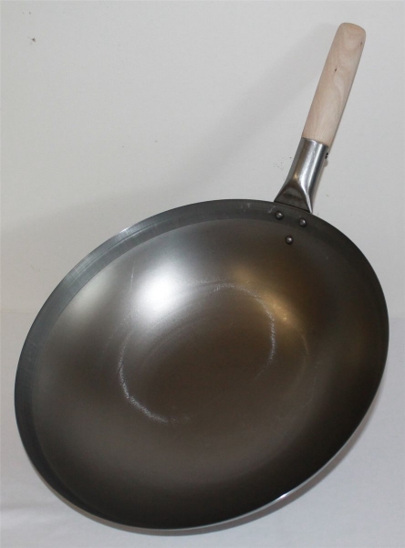 Wok Pfanne 40 cm China Gastronomie runder Boden Gasherd Carbon Stahl