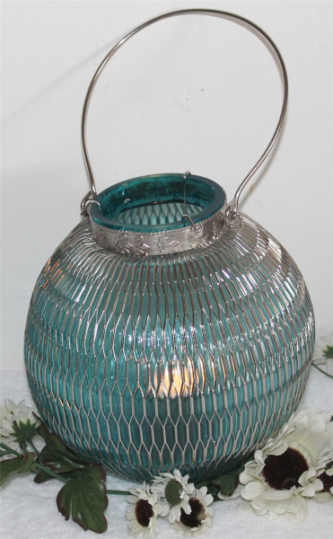 120 Orientalische Tischlaterne Windlicht Glas Laterne türkis grün Leuchte Teelichtlampe Garten