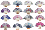 025, 50Stk Fächer Sommerfächer Hand Deko Holzfächer Retro Design Blumen Pastell