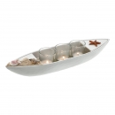 Deko Boot Regal 40 cm 3 Kerzen Holz Schiff Maritim Kerzenhalter Teelichthalter