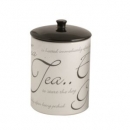 Teedose Keramik weiß schwarz groß Tee Dose Caddy Teebox Vorratsdose Tea Jar
